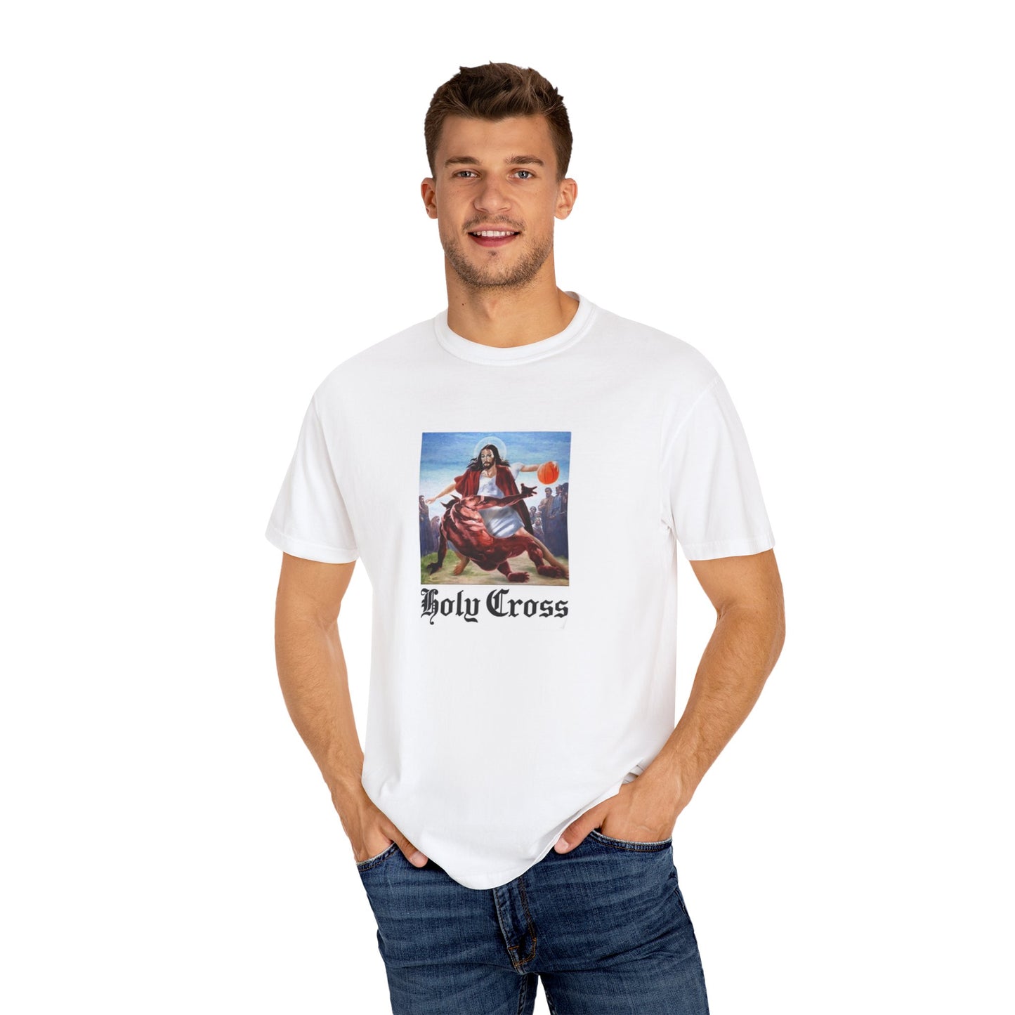 Holy Cross Unisex Garment-Dyed T-Shirt | Vintage Religious Art Tee