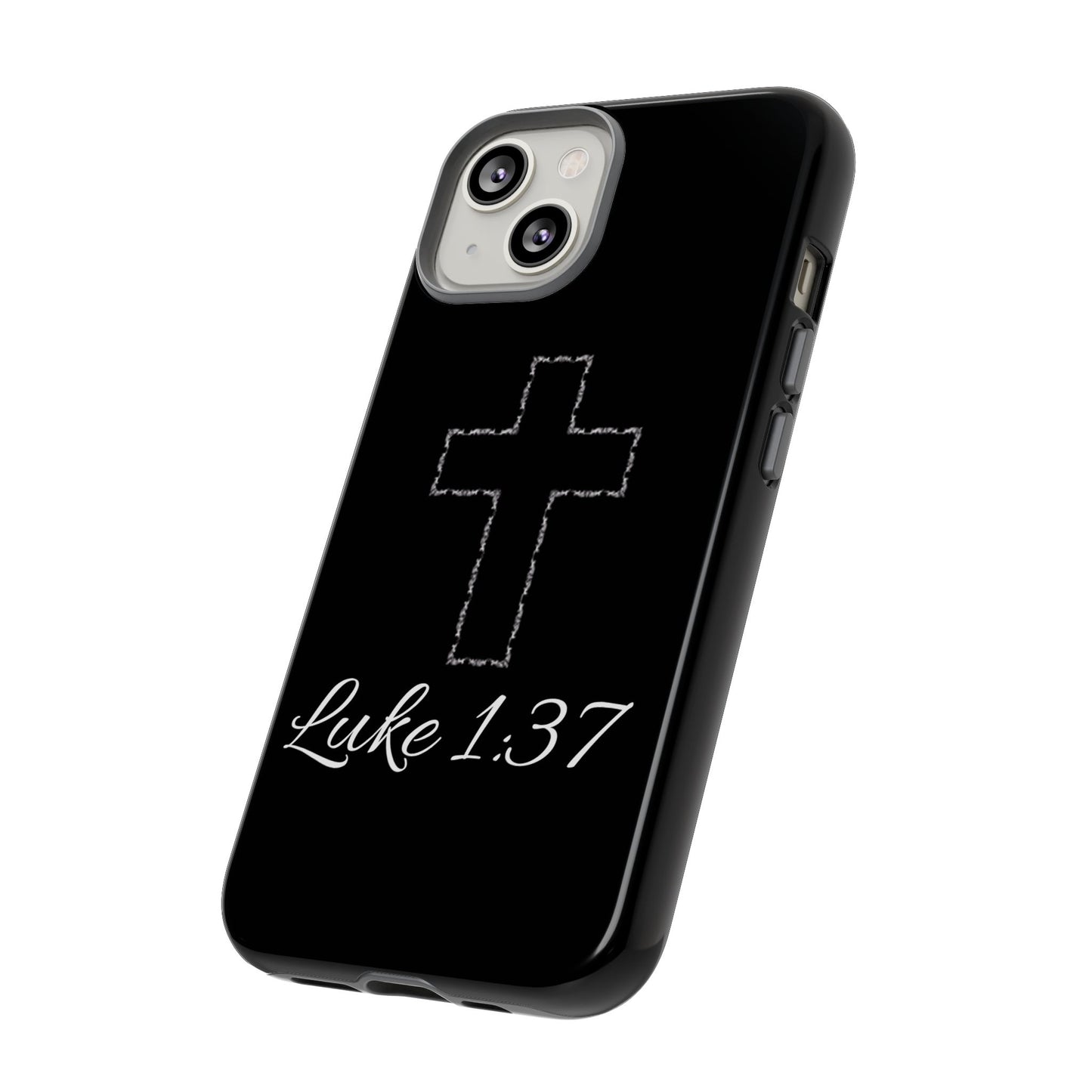 Inspirational Phone Case with Cross - Luke 1:37