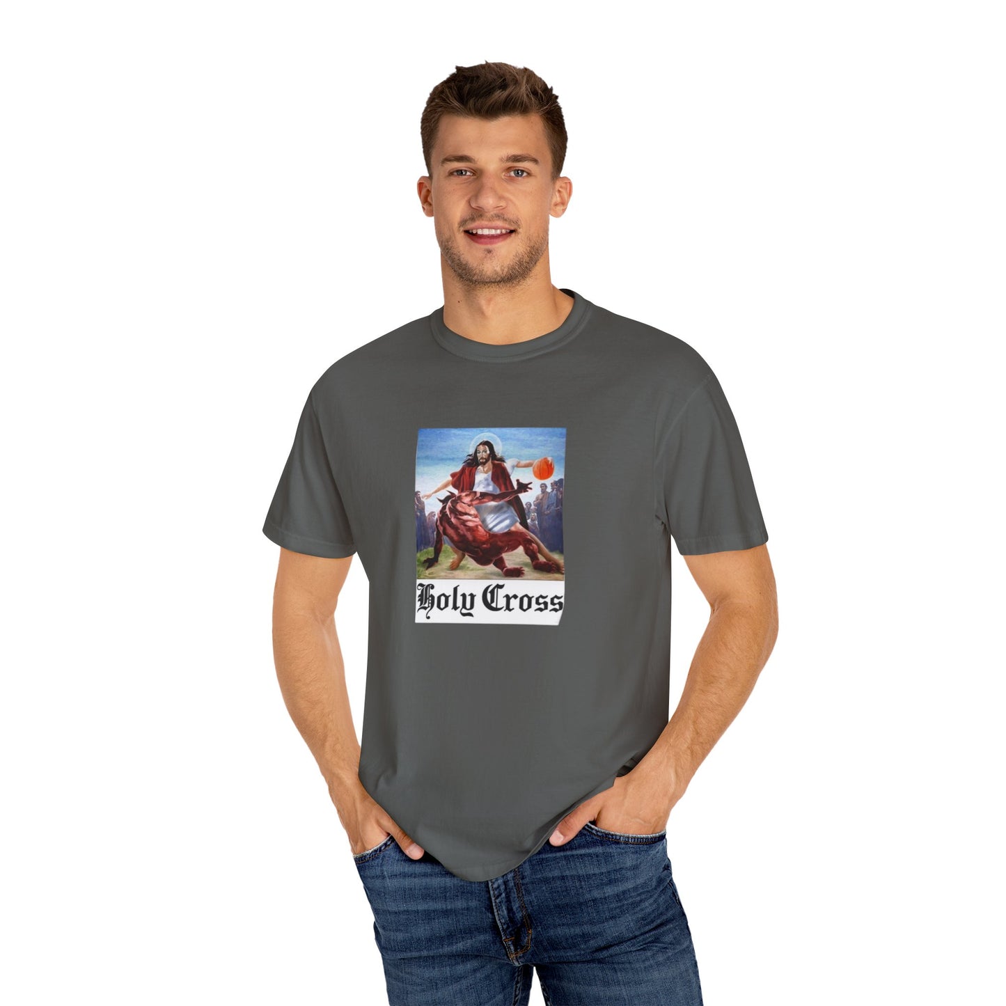 Holy Cross Unisex Garment-Dyed T-Shirt | Vintage Religious Art Tee