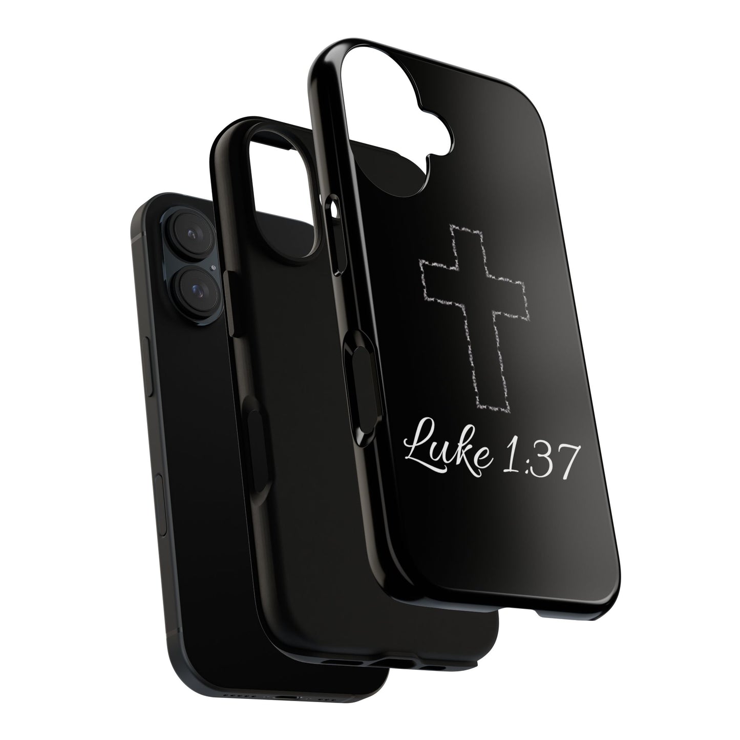 Inspirational Phone Case with Cross - Luke 1:37