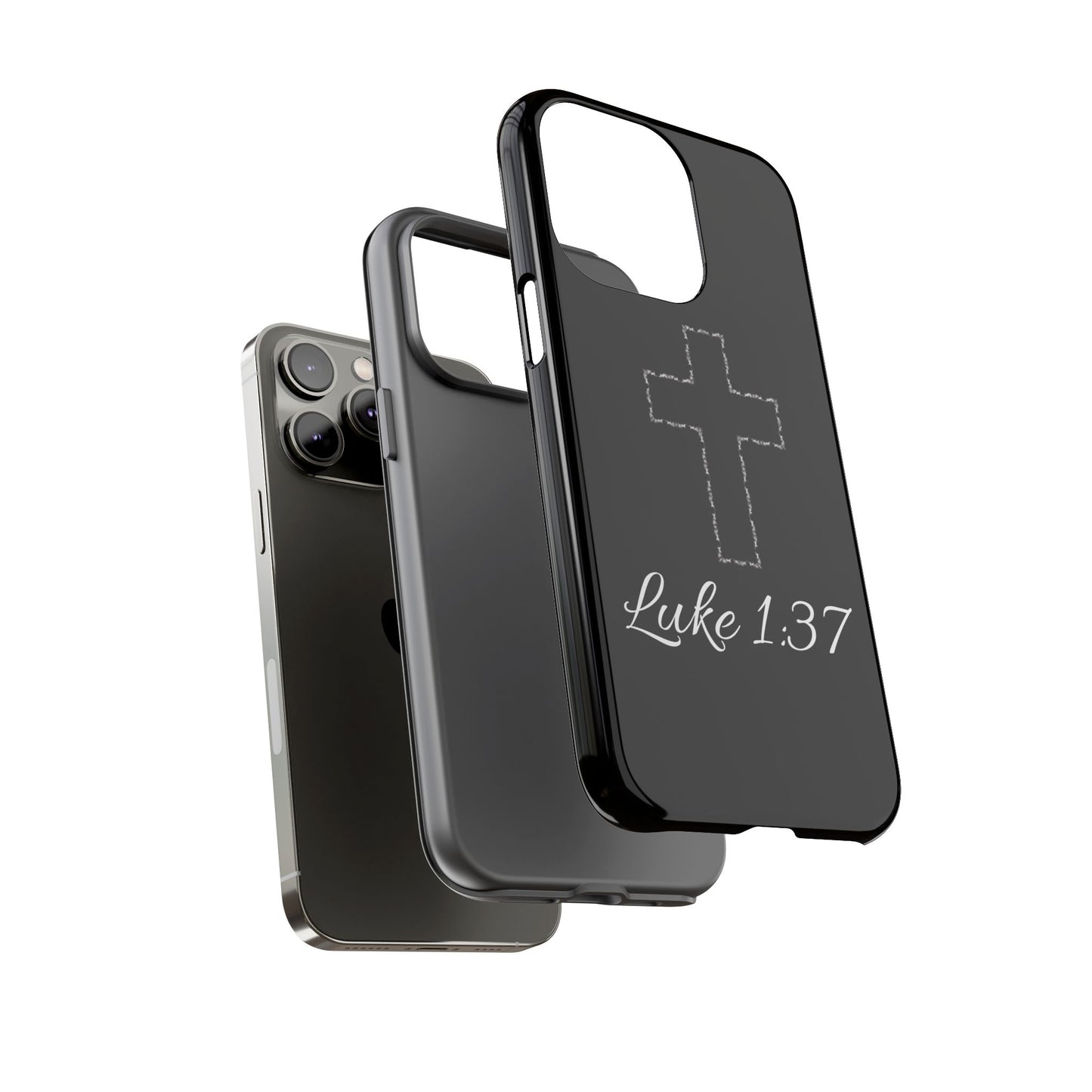 Inspirational Phone Case with Cross - Luke 1:37