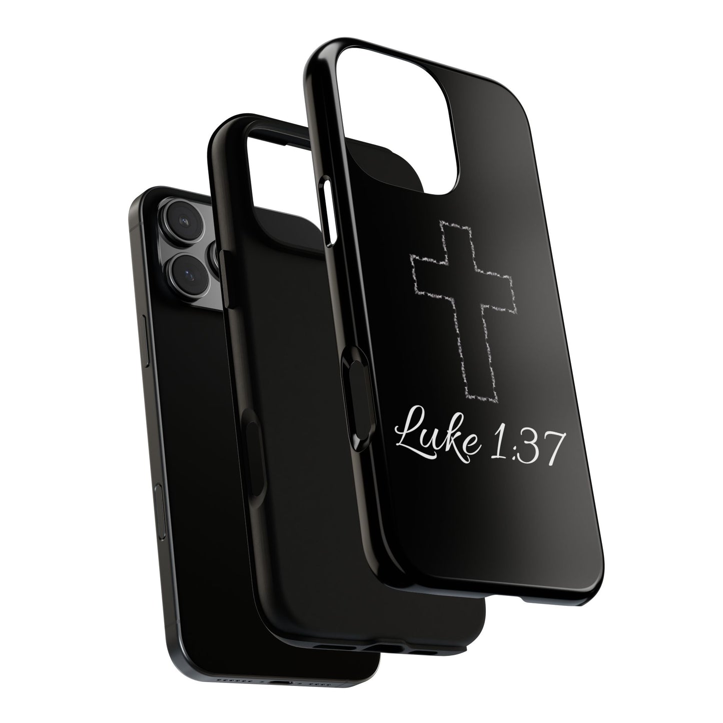 Inspirational Phone Case with Cross - Luke 1:37