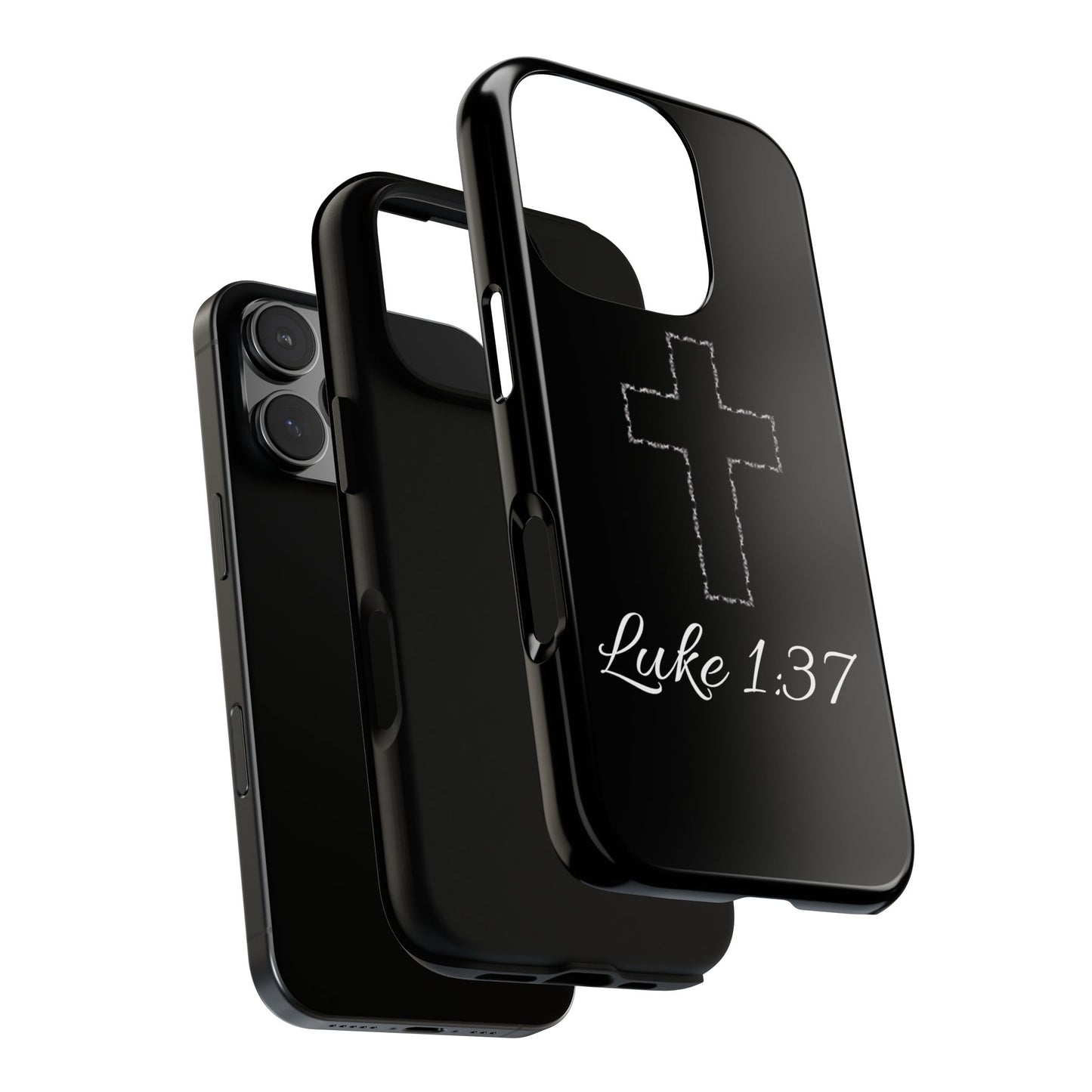 Inspirational Phone Case with Cross - Luke 1:37