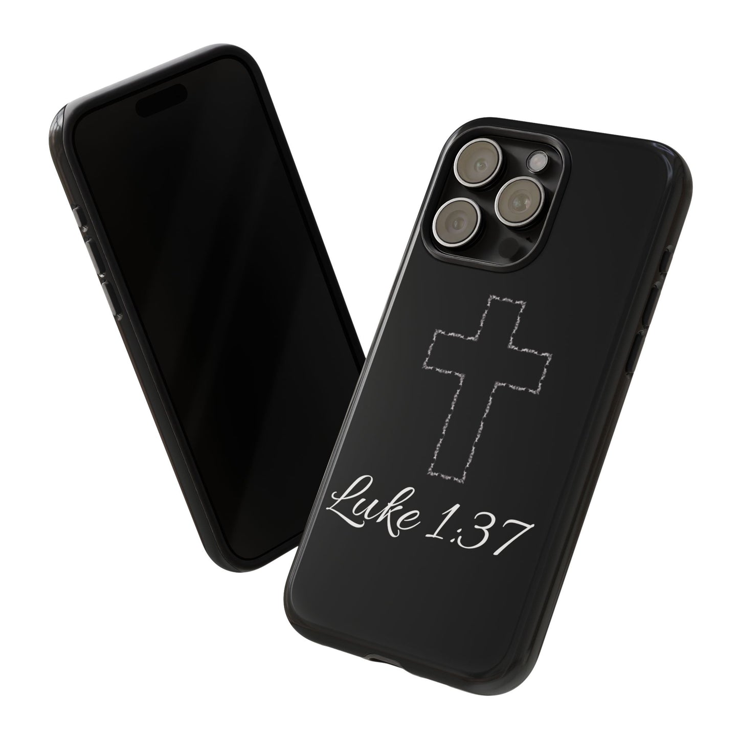 Inspirational Phone Case with Cross - Luke 1:37