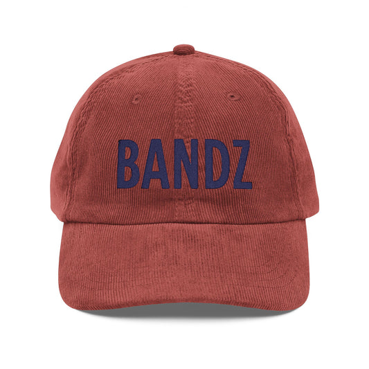Vintage Corduroy Cap with 'BANDZ' Embroidery – Stylish Accessory for Casual Outfits
