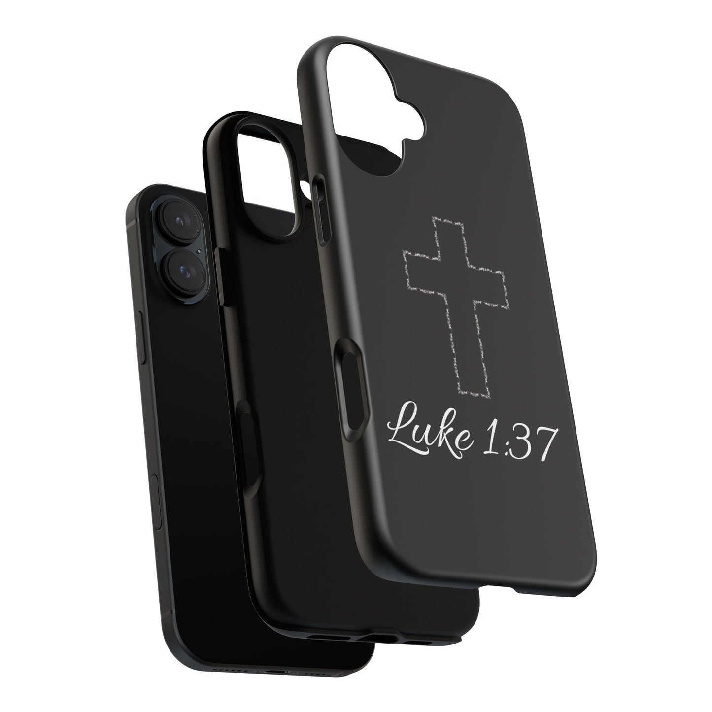 Inspirational Phone Case with Cross - Luke 1:37