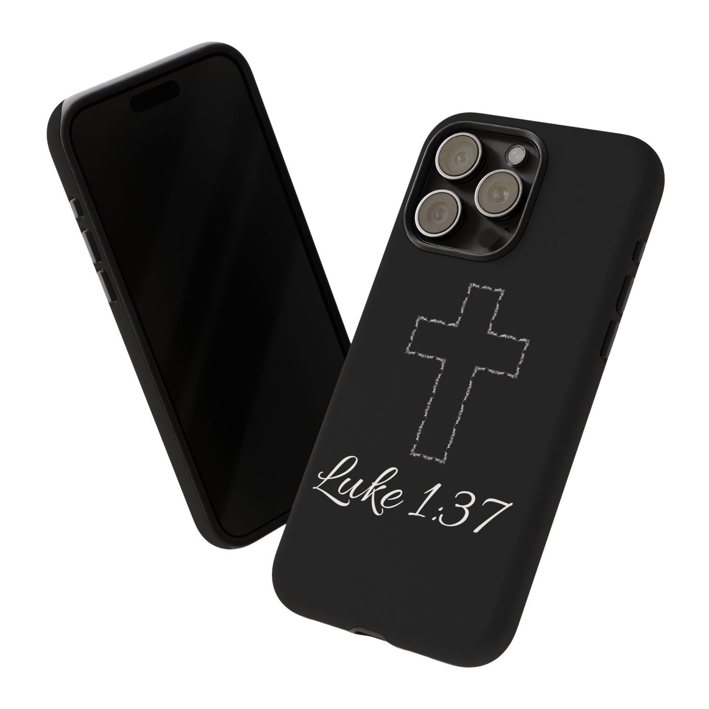 Inspirational Phone Case with Cross - Luke 1:37