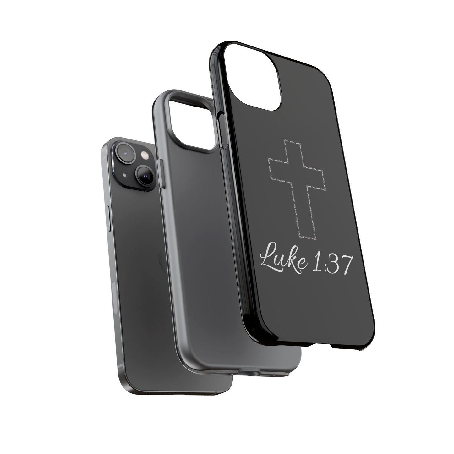 Inspirational Phone Case with Cross - Luke 1:37